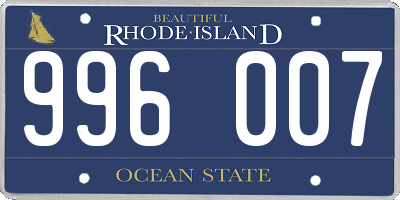 RI license plate 996007