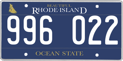 RI license plate 996022