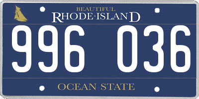 RI license plate 996036