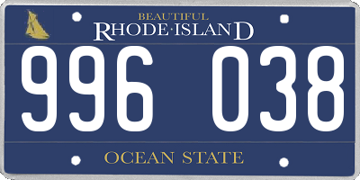 RI license plate 996038