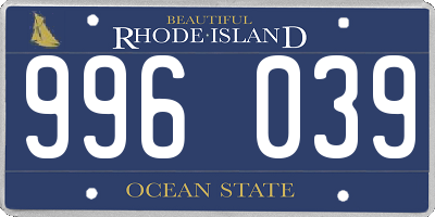 RI license plate 996039