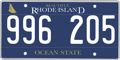 RI license plate 996205