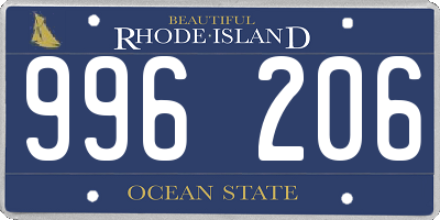 RI license plate 996206