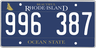 RI license plate 996387