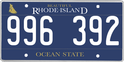 RI license plate 996392