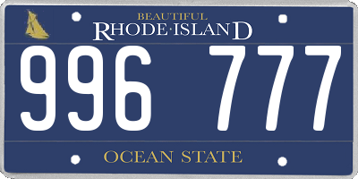 RI license plate 996777