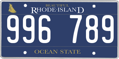 RI license plate 996789