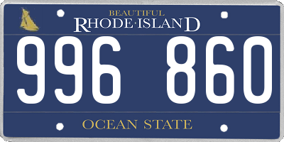 RI license plate 996860