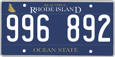 RI license plate 996892