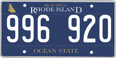 RI license plate 996920