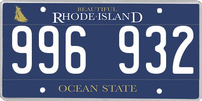 RI license plate 996932