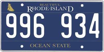 RI license plate 996934