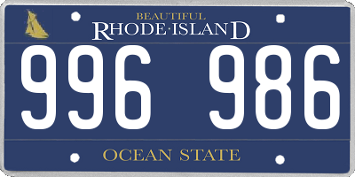 RI license plate 996986