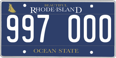 RI license plate 997000