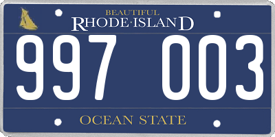 RI license plate 997003