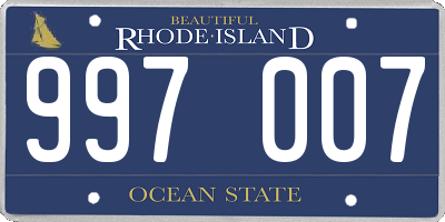 RI license plate 997007