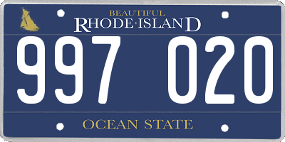 RI license plate 997020