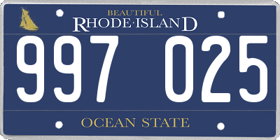 RI license plate 997025