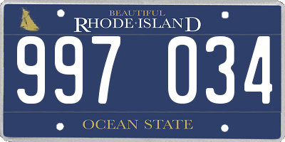 RI license plate 997034