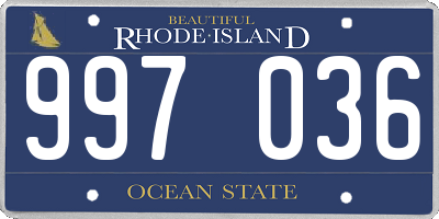 RI license plate 997036