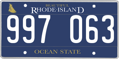 RI license plate 997063