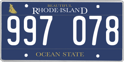 RI license plate 997078