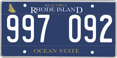 RI license plate 997092