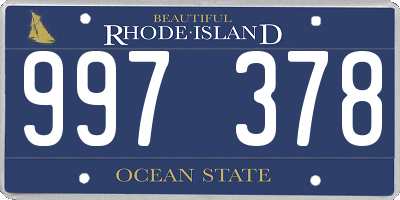 RI license plate 997378