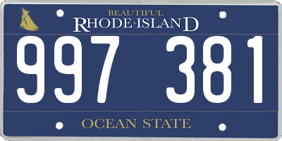 RI license plate 997381