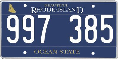 RI license plate 997385