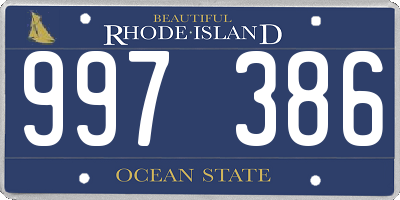 RI license plate 997386