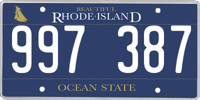 RI license plate 997387