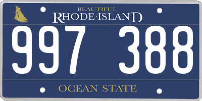 RI license plate 997388