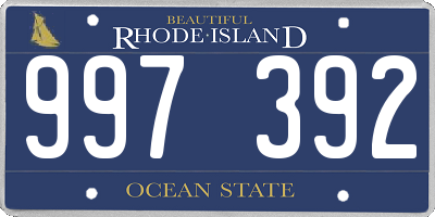 RI license plate 997392