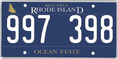 RI license plate 997398