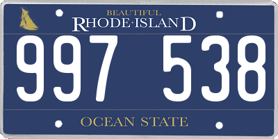 RI license plate 997538