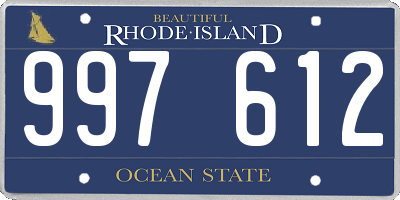 RI license plate 997612