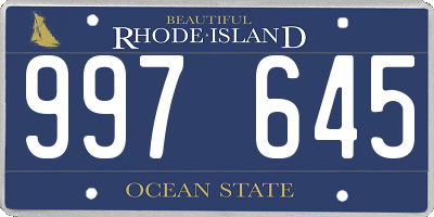 RI license plate 997645