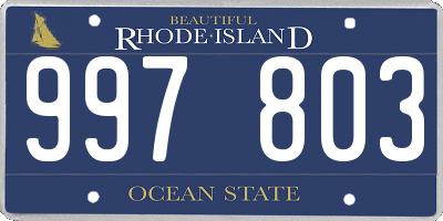 RI license plate 997803