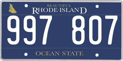 RI license plate 997807