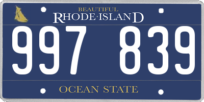 RI license plate 997839