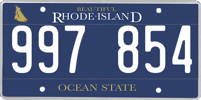 RI license plate 997854