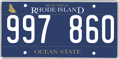 RI license plate 997860