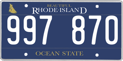 RI license plate 997870