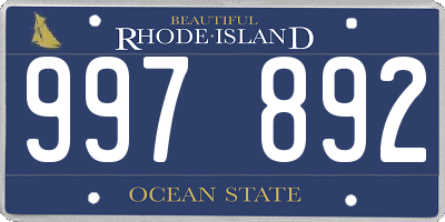 RI license plate 997892