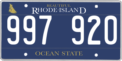 RI license plate 997920