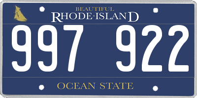 RI license plate 997922