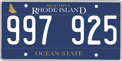 RI license plate 997925