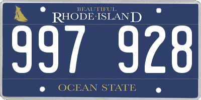 RI license plate 997928