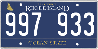 RI license plate 997933